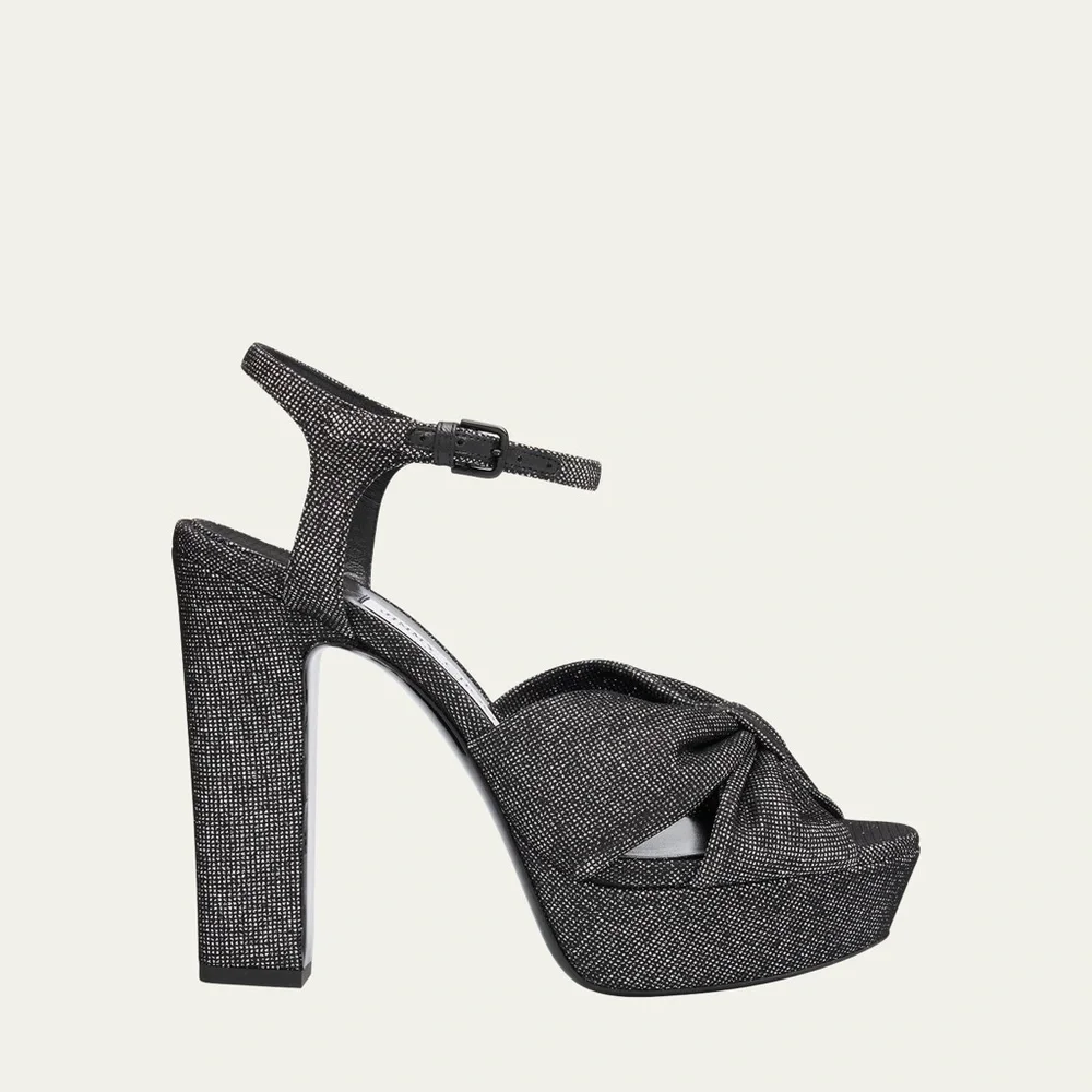 JIMMY CHOO Heloise Glitter Knot Platform Heels